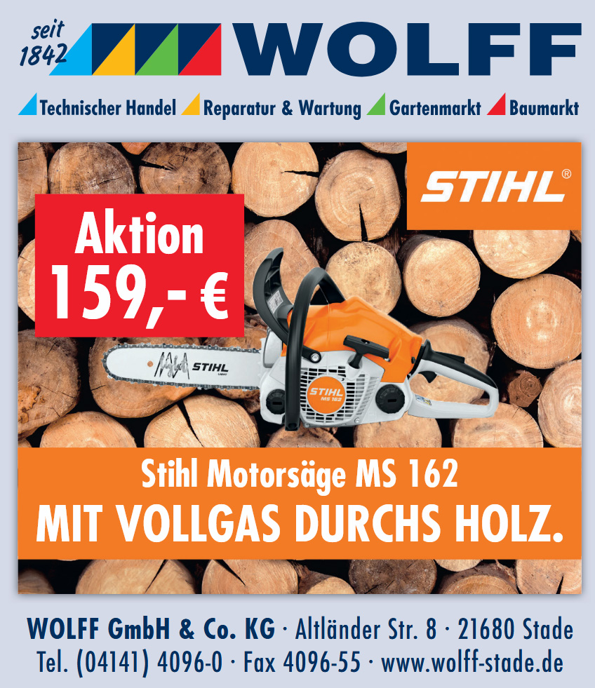 Stihl Motorsäge MS 162 MIT VOLLGAS DURCHS HOLZ. Aktion 159,- €